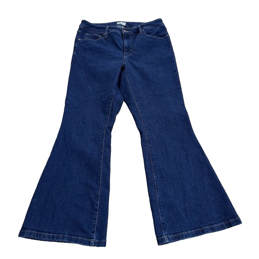 Ava & Viv Plus Size Flare Jeans 14W Dark Blue Denim Bell Bottom Y2K Boho Retro